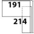 191x214xH75 (met ladenblok 3+1 laden)